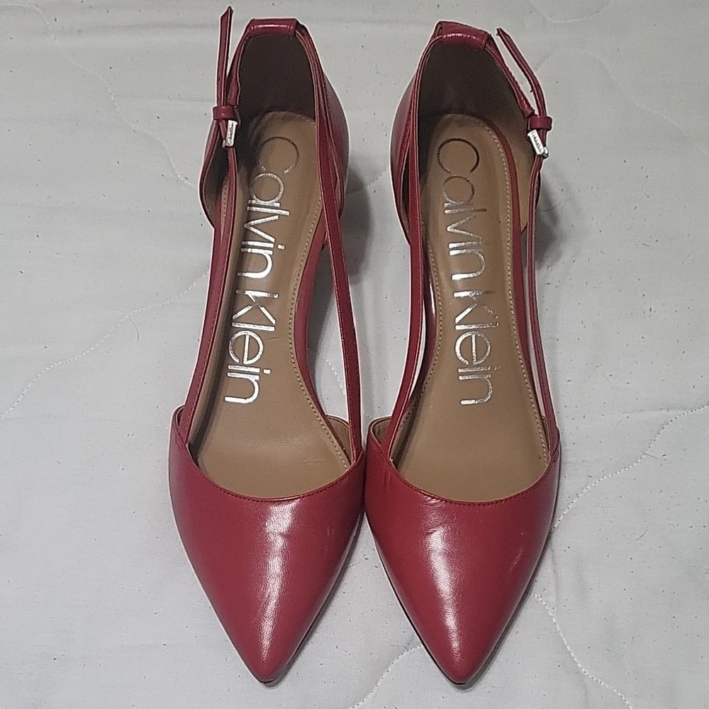 Calvin Klein Women’s Red Pointed Toe Slingback Pumps Size 7.5-8 - Picture 1 of 7